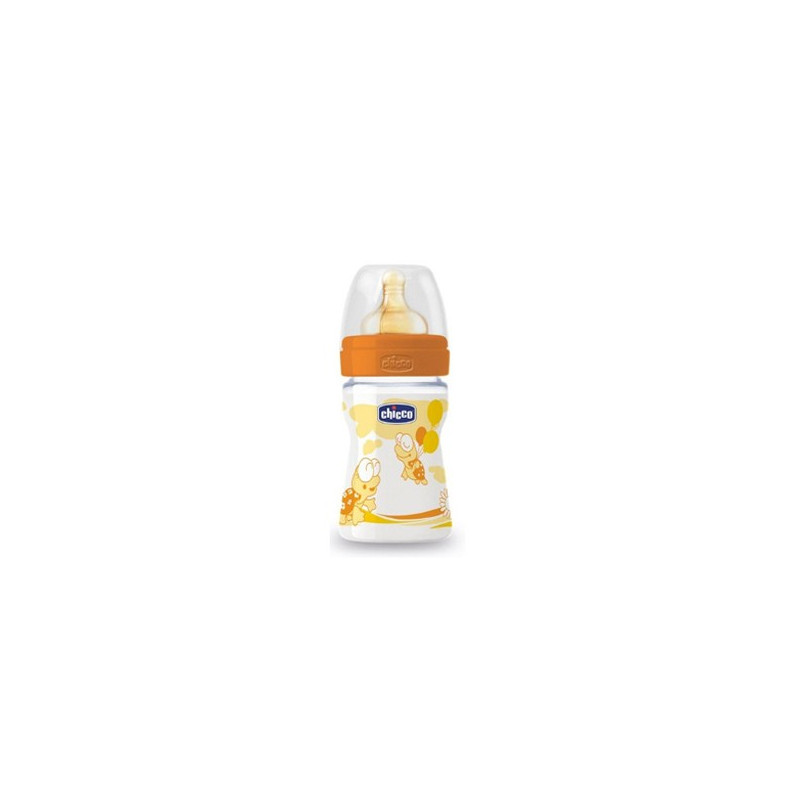 CHICCO BIBERON PLASTICO PP TET CAUCHO BOCA ANCHA 150 ML NARANJA