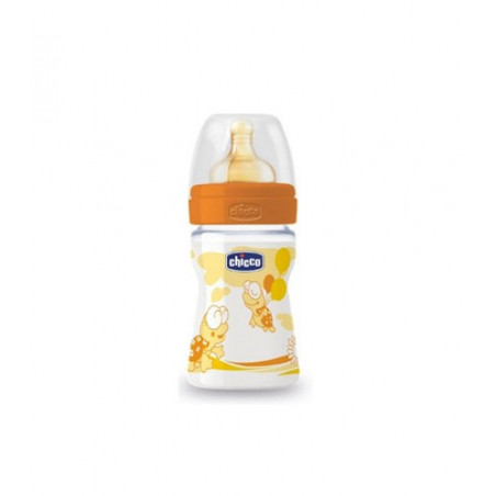 CHICCO BIBERON PLASTICO PP TET CAUCHO BOCA ANCHA 150 ML NARANJA